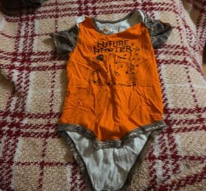 Carhartt Orange 'Future Hunter' Graphic Kids Bodysuit with Camo Trim